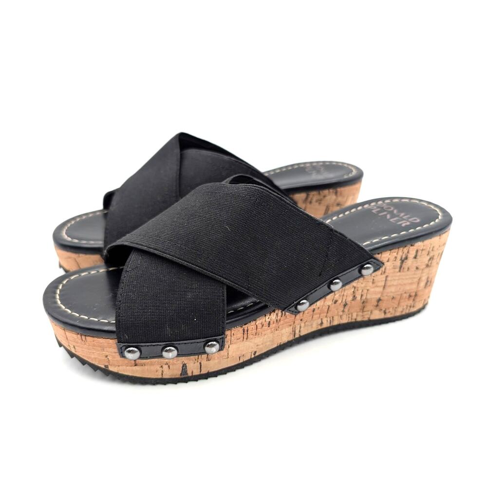 Donald Pliner Summer Platform Wedge Sandals Women's Black Size US7M EU37.5